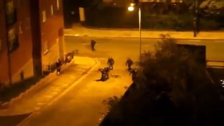 London Riots - Manchester Riot Police Beat Teenagers On Bikes