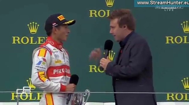 Rio Haryanto / Podium + Interview / Indonesia Raya / GP2 Series 2015 / Sprint Race / Austria