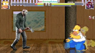 Jason Voorhees VS Homer Simpson From The Simpsons Series In A MUGEN Match / Battle / Fight