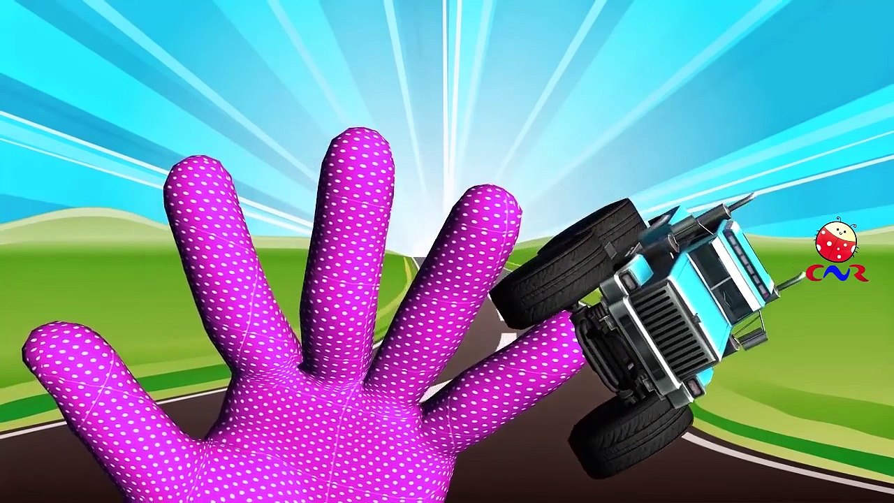 Finger Family Monster Trucks Cartoons | Fire Tr...