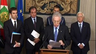 Dichiarazione del Presidente del Consiglio incaricato sen. prof. Mario Monti