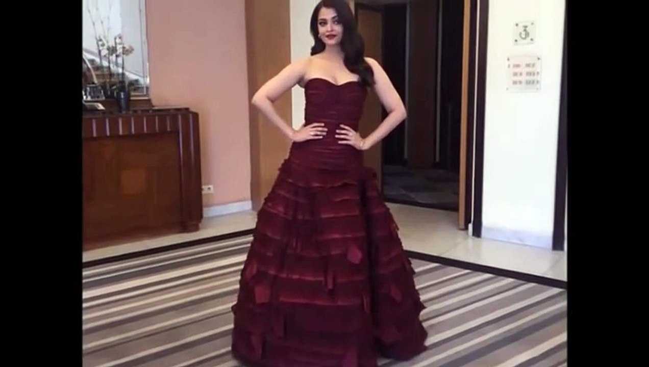 Cannes 2015 Red Carpet Aishwarya Rai Bachchan is Fabulous in Maroon