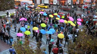Umbrella Flash Mob, Seattle Westlake Center