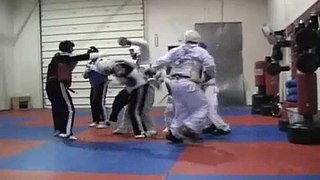 TKD six vs one tae kwon do sparring - fighting multiple attackers - www.neffmartialarts.com