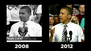 A side-by-side comparison of Obama's 2008 and 2012 speeches