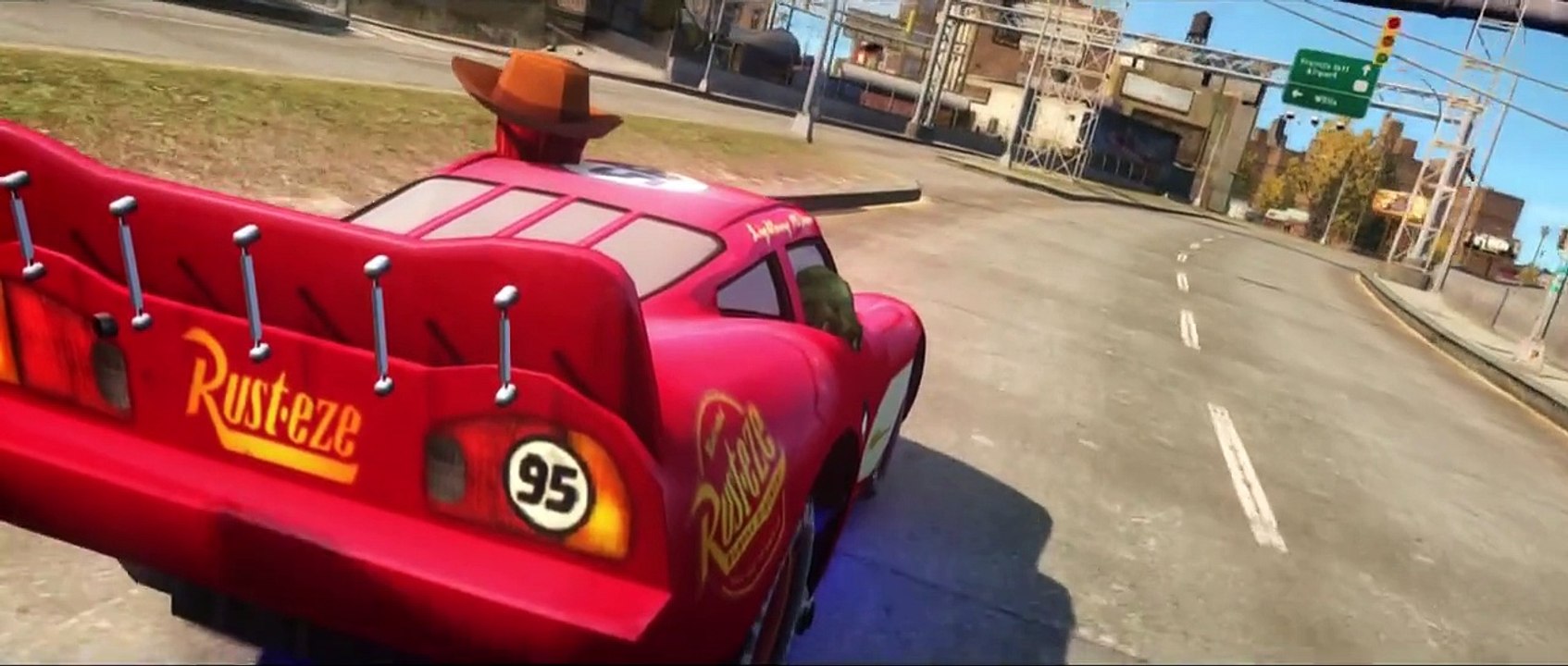 Funny Race Disney Lightning McQueen Cars Hulk Sheriff Woody & Spider-Man Superhero marvel comics!