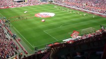 1. FC Köln Fans Anthem before game v Hamburger SV from Südtribüne