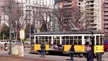 UHD Ultra HD 4K Video Stock Footage Milan Old Trams Vintage Tramways Italy Landmark City Sightseeing