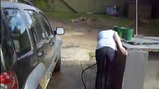 Deb Washing the Car