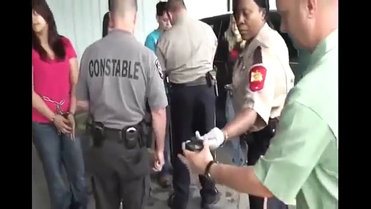 Girls arrested and cuffed