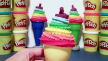 Play Doh Rainbow Ice Cream Cones with Toys Hello Kitty Mickey Minnie Mouse   Ingrid Surprise