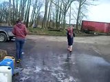 ICE SKATING BY THE HORSES ON MUD/ICE