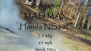 1990 USA Honda NS50 BUZZ BY at 65mph and 11,000 rpm 50cc - Stealthed in Mad Max Black