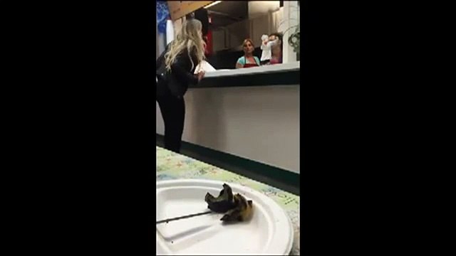 Hot Blonde Woman Has A Meltdown In Kebab Shop
