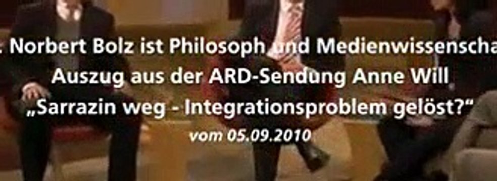 Prof. Norbert Bolz bei ARD Anne Will zur Sarrazin-Debatte [Full Episode]