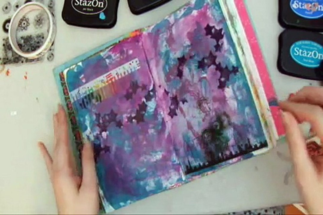 Insomnia Art Journal Spread - late night art journaling process