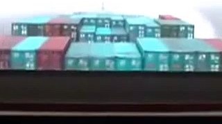 Container ship in big storm
