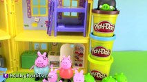 PLAY DOH Peppa Pig Cleans Muddy Bad Piggies! George Goes Swimming in Mud Pool with Pet Pigs