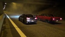 Nissan Skyline R34 GTR V Spec 2  VS DODGE dart muscle car