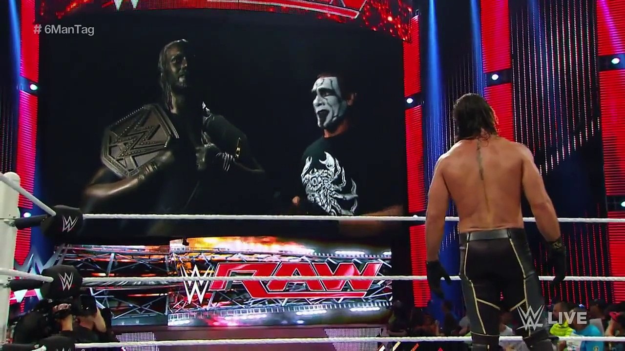 WWE- Sting Destroys Seth Rollins Statue and plays Mind Games