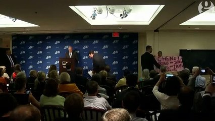 Protester interrupts Dick Cheney speech on Iran deal: ‘Why listen to him?’ – video