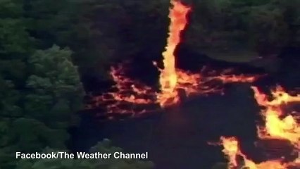 Lightning struck Jim Beam factory leak causes 'firenado'