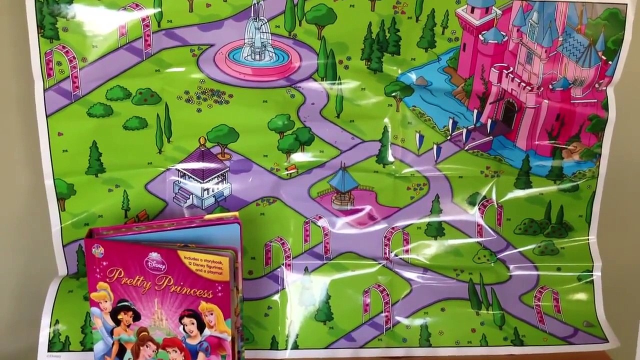 2013  Disney Pretty Princess  12 Figurines  Playmate map   Storybook   My busy books