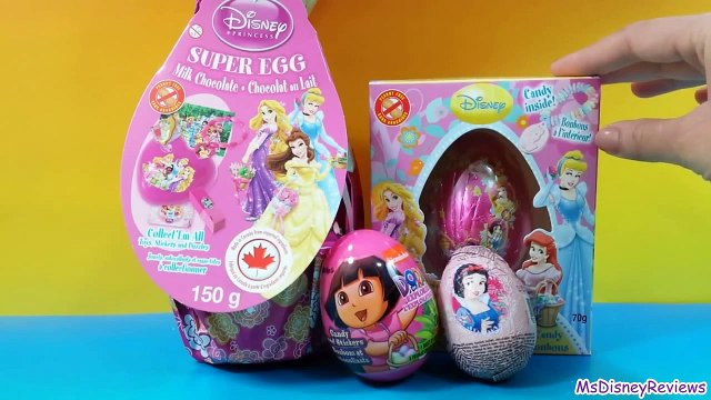 New 2014 Disney Princess Super egg surprise, zaini egg, Dora the explorer MsDisneyReviews