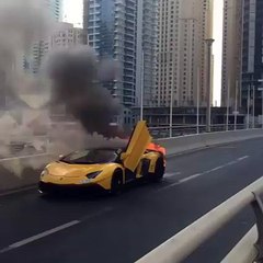 Dh1.65 million Lamborghini on fire at Dubai Marina