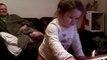 Molly dancing with the peppa pig keyboard.