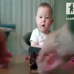 Cute Baby Scared By a Toy