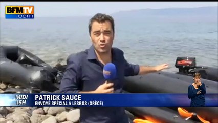 L'arrivée périlleuse de réfugiés sur l'île de Lesbos en Grèce