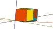 Viewing a solid 4-D cube from four intersecting 3-D spaces; a 4-D experience.