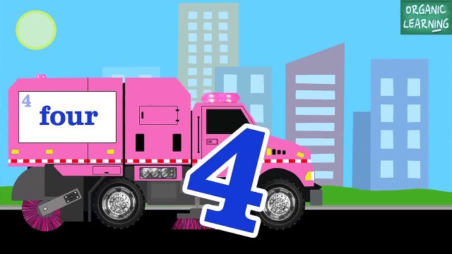 Pink Street Sweeper Trucks Count Numbers 1 to 10 Number Counting for Kids | song for children