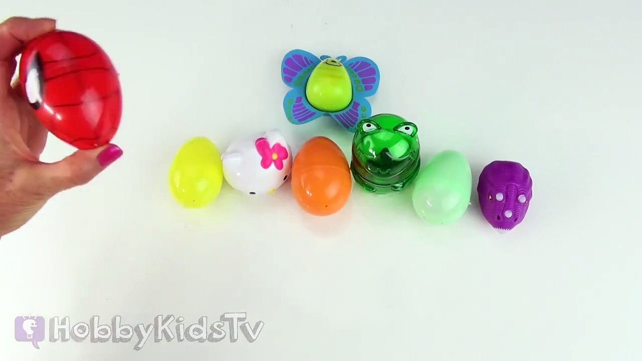 Surprise Animal Word! Kinder Egg   Learn to Read, Spelling Animal Lesson 1 HobbyKidsTV