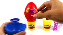 Giant Surprise eggs Mickey Mouse play Doh Peppa Pig Frozen Dora toys