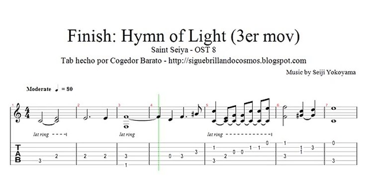 Finish: Hymn of light - Saint seiya Tab en guitar pro