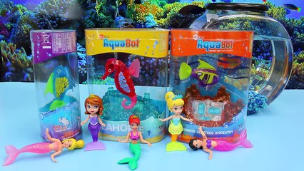 Toy vides The Little Mermaid Ariel & Sofia The First  Swim with Aquabot Fish by DisneyCarToys