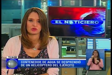 Contenedor de agua se desprendió de un helicóptero del ejército