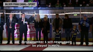 Stefan Liv number and jersey retired in HV71, Jönköping [english subs]