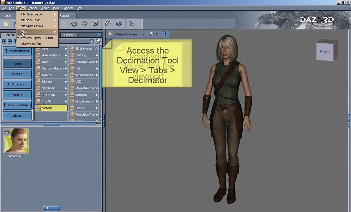 Decimator plugin for DAZ Studio