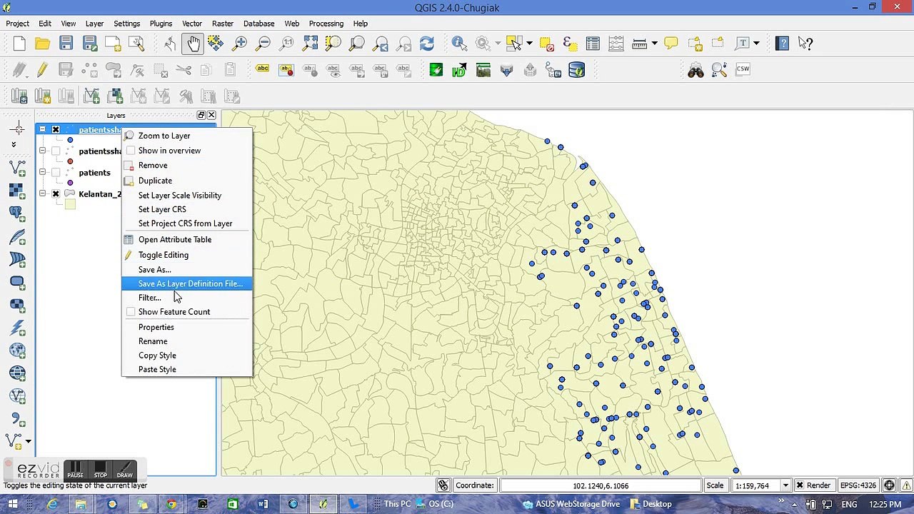 Craeting buffer zone for points in QGIS