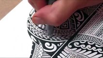 Maori Polynesian Tribal Half Sleeve Tattoo Design   Adding Black Fill