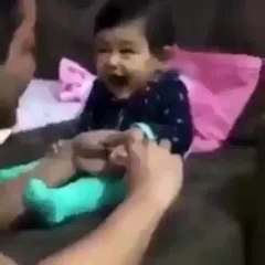 Funny kid boy laughing