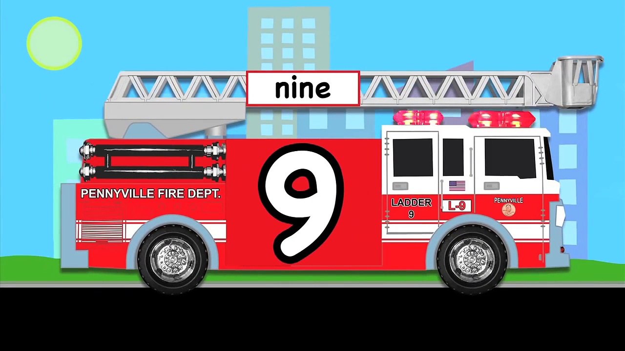 Number Counting Fire Truck #2   Firetrucks Count 1 to 10 for Kids | song for children