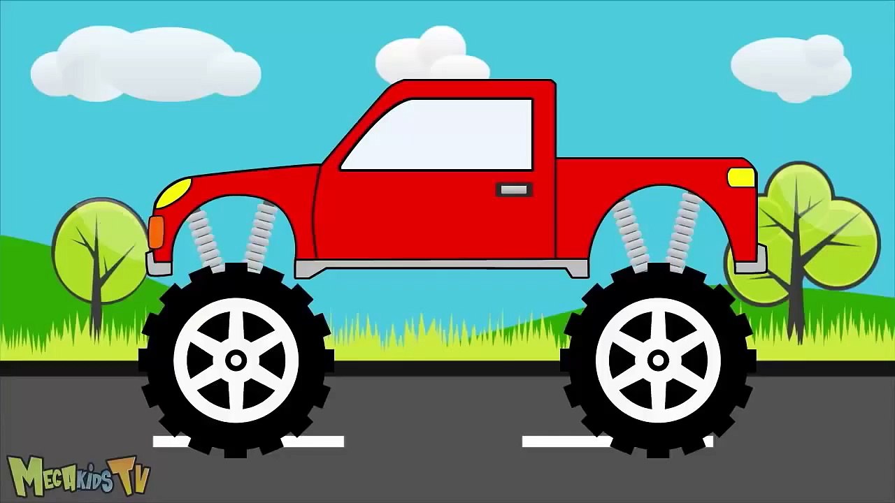 Red Monster Truck Monster Trucks For Children - Red Rakasa Truk Rakasa Truk Untuk Anak mega Anak Tv
