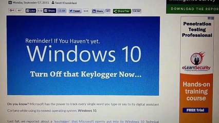 Windows 10 spyware keylogger -- how to turn it off