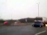 Lorry pushes car down motorway at 60mph