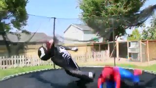 Spiderman Vs Venom - Real Life Superhero Battle | Trampoline Fight