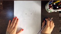 Drawing and painting Hello Kitty-How to draw Hello Kitty